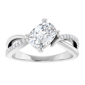 Sterling Silver 7.5x5.5 mm Elongated Cushion Ring Mounting – image 5