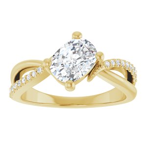 14K Yellow Gold 7.5x5.5 mm Elongated Cushion Ring Mounting – image 5