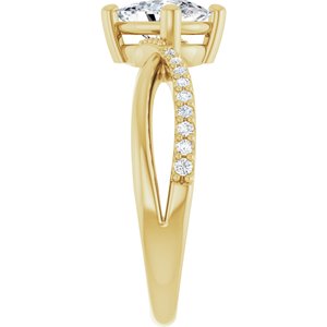 14K Yellow Gold 7.5x5.5 mm Elongated Cushion Ring Mounting – image 7