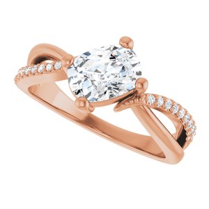 18K Rose Gold 7.5x5.5 mm Elongated Cushion Ring Mounting – image 8