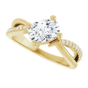 14K Yellow Gold 7.5x5.5 mm Elongated Cushion Ring Mounting – image 8