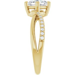 14K Yellow Gold 6x6 mm Cushion Ring Mounting – image 7