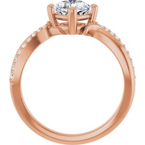 14K Rose Gold 6x6 mm Cushion Ring Mounting – image 3