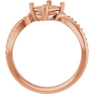 10K Rose Gold 7.5x5.5 mm Elongated Cushion Ring Mounting – image 4