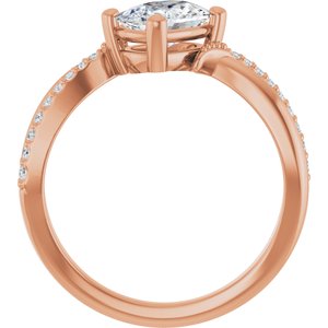 10K Rose Gold 7.5x5.5 mm Elongated Cushion Ring Mounting – image 3