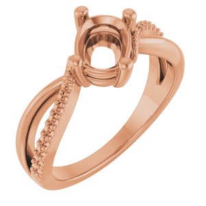 10K Rose Gold 7.5x5.5 mm Elongated Cushion Ring Mounting – image 2