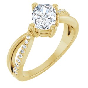 10K Yellow Gold 7.5x5.5 mm Elongated Cushion Ring Mounting