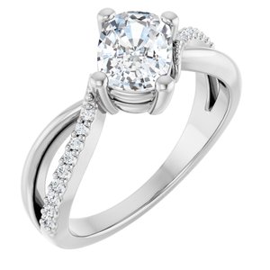 Continuum Sterling Silver 7.5x5.5 mm Elongated Cushion Ring Mounting