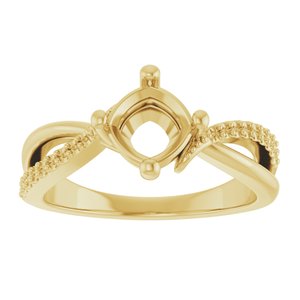 18K Yellow Gold 6x6 mm Cushion Ring Mounting – image 6
