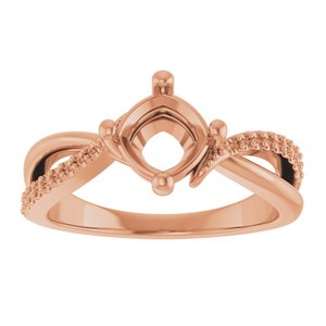 14K Rose Gold 6x6 mm Cushion Ring Mounting – image 6