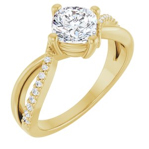 18K Yellow Gold 6x6 mm Cushion Ring Mounting