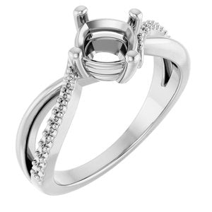 14K X1 White Gold 6x6 mm Cushion Ring Mounting – image 2