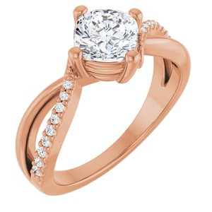 18K Rose Gold 6x6 mm Cushion Ring Mounting