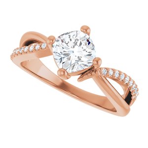 14K Rose Gold 6x6 mm Cushion Ring Mounting – image 8