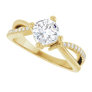 18K Yellow Gold 6x6 mm Cushion Ring Mounting – image 8