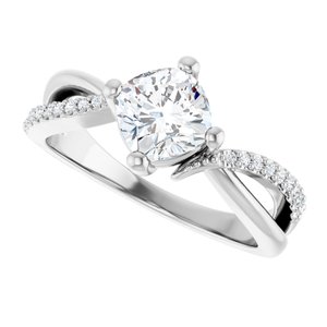 10K White Gold 6x6 mm Cushion Ring Mounting – image 8