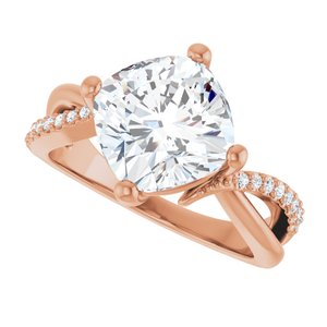 10K Rose Gold 9x9 mm Cushion Ring Mounting – image 8