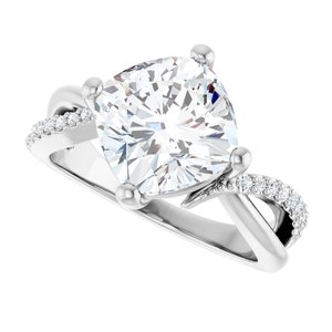 18K White Gold 9x9 mm Cushion Ring Mounting – image 8