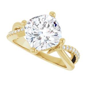 18K Yellow Gold 9x9 mm Cushion Ring Mounting – image 8