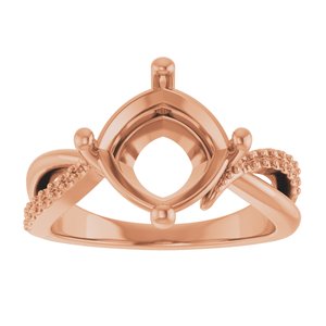 10K Rose Gold 9x9 mm Cushion Ring Mounting – image 6