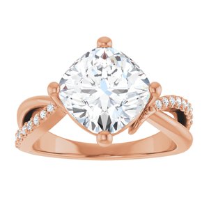 14K Rose Gold 9x9 mm Cushion Ring Mounting – image 5