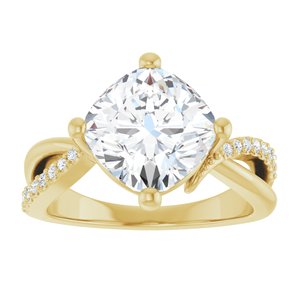 14K Yellow Gold 9x9 mm Cushion Ring Mounting – image 5