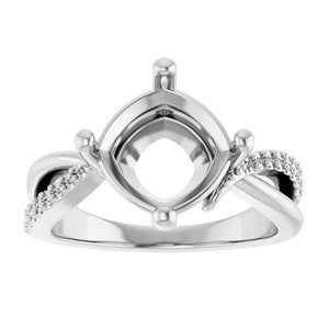14K White Gold 9x9 mm Cushion Ring Mounting – image 6