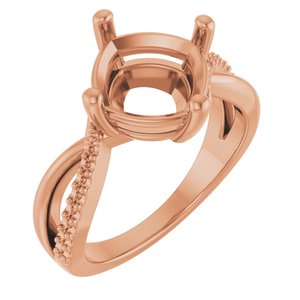 10K Rose Gold 9x9 mm Cushion Ring Mounting – image 2