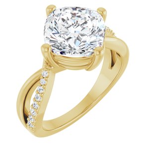 18K Yellow Gold 9x9 mm Cushion Ring Mounting