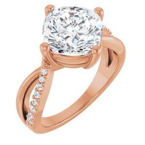 10K Rose Gold 9x9 mm Cushion Ring Mounting