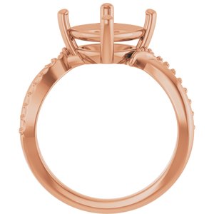 10K Rose Gold 9x9 mm Cushion Ring Mounting – image 4