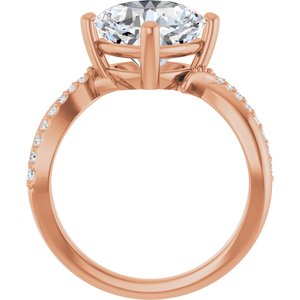 10K Rose Gold 9x9 mm Cushion Ring Mounting – image 3