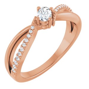 14K Rose Gold 4x3 mm Oval Ring Mounting