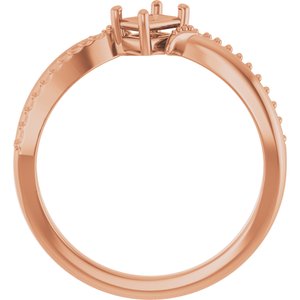 18K Rose Gold 4.5x3 mm Emerald Ring Mounting – image 4