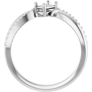 14K White Gold 4.5x3 mm Emerald Ring Mounting – image 4