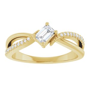 18K Yellow Gold 4.5x3 mm Emerald Ring Mounting – image 5