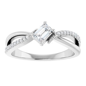 10K White Gold 4.5x3 mm Emerald Ring Mounting – image 5