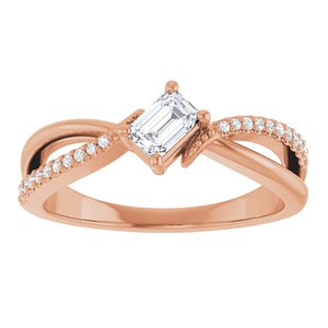 18K Rose Gold 4.5x3 mm Emerald Ring Mounting – image 5
