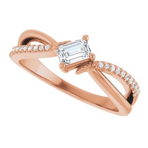 18K Rose Gold 4.5x3 mm Emerald Ring Mounting – image 8