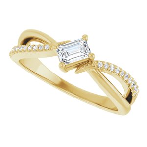 14K Yellow Gold 4.5x3 mm Emerald Ring Mounting – image 8