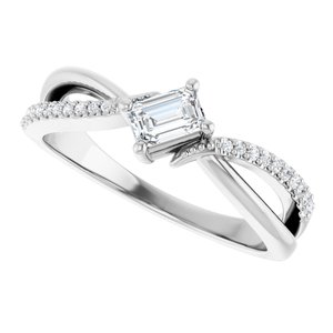 10K White Gold 4.5x3 mm Emerald Ring Mounting – image 8