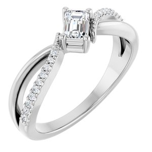 14K White Gold 4.5x3 mm Emerald Ring Mounting