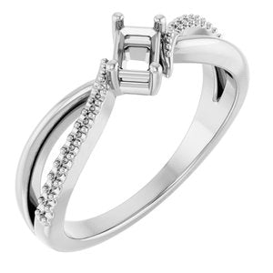 14K White Gold 4.5x3 mm Emerald Ring Mounting – image 2