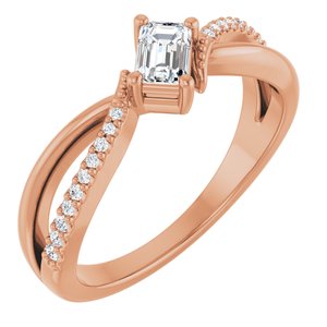 14K Rose Gold 4.5x3 mm Emerald Ring Mounting
