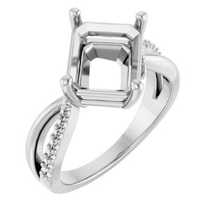 14K X1 White Gold 10x8 mm Emerald Ring Mounting – image 2