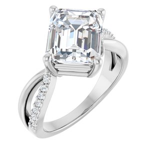 Sterling Silver 10x8 mm Emerald Ring Mounting