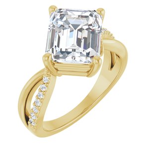 10K Yellow Gold 10x8 mm Emerald Ring Mounting