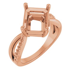 14K Rose Gold 10x8 mm Emerald Ring Mounting – image 2