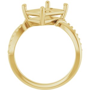 10K Yellow Gold 10x8 mm Emerald Ring Mounting – image 4