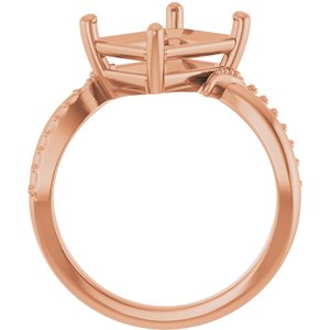 18K Rose Gold 10x8 mm Emerald Ring Mounting – image 4